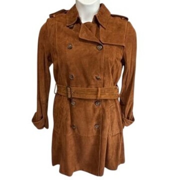 Banana Republic Womens Brown Suede Double-Breasted Trench Coat M NWT MSRP $698 - Picture 4 of 15